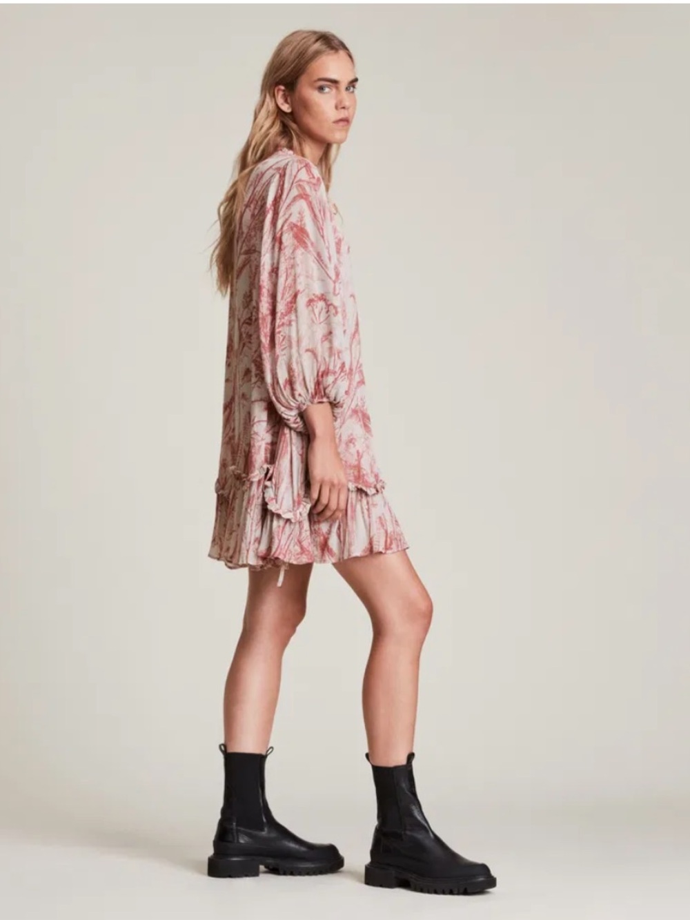 AllSaints Arieta Grasmere Dress Abstract Print Pink Mini Women‎ Size 6